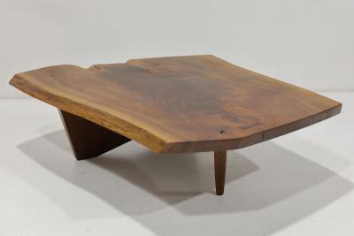 Mira Nakashima Mira Nakashima Conoid Slab Cocktail Table in Black Walnut and Rosewood Signed
