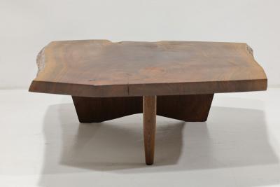 Mira Nakashima Mira Nakashima Conoid Slab Cocktail Table in Black Walnut and Rosewood Signed