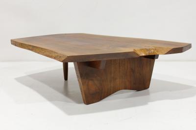 Mira Nakashima Mira Nakashima Conoid Slab Cocktail Table in Black Walnut and Rosewood Signed