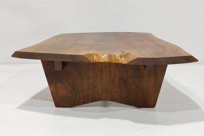 Mira Nakashima Mira Nakashima Conoid Slab Cocktail Table in Black Walnut and Rosewood Signed