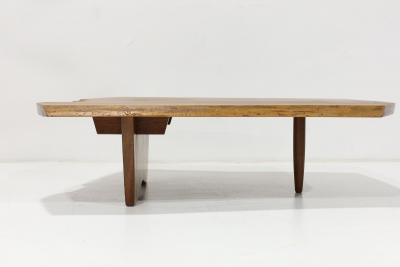 Mira Nakashima Mira Nakashima Conoid Slab Cocktail Table in Black Walnut and Rosewood Signed
