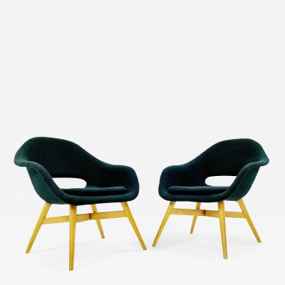 Miroslav Navratil Pair of Green Mid Century Armchairs by Miroslav Navratil