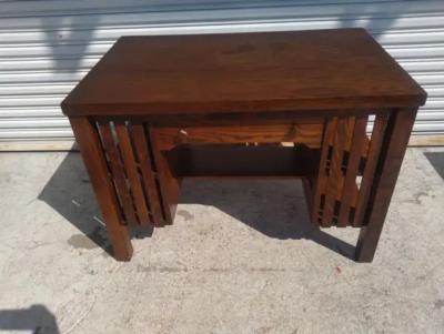 Mission Oak Tiger Oak Single Drawer Desk with Bookshelves