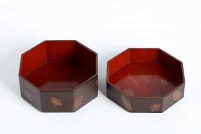 Mitamura Jiho Octagonal Jewel Box with Peach Blossom and Butterflies 1920s
