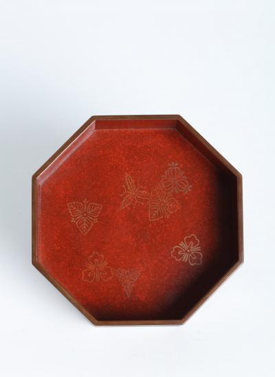 Mitamura Jiho Octagonal Jewel Box with Peach Blossom and Butterflies 1920s