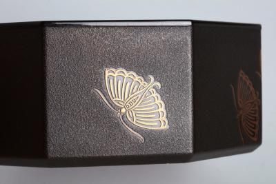 Mitamura Jiho Octagonal Jewel Box with Peach Blossom and Butterflies 1920s