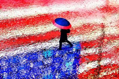 Mitchell Funk American Flag in the Rain