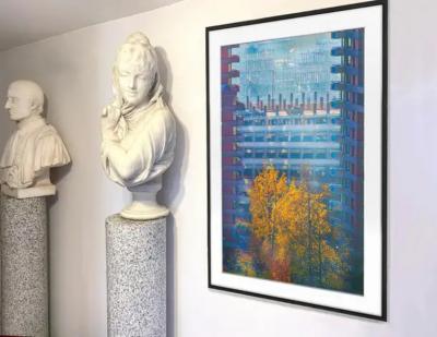 Mitchell Funk Autumn Colors in New York City as Orange Trees Squeeze into the Skyline