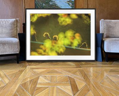 Mitchell Funk Central Park Bow Bridge with Silhouetted Figures Post Impressionist Golden Light