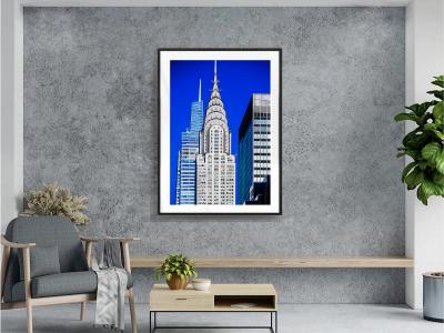 Mitchell Funk Chrysler Building In Cool Blue Grey and Silver Palette