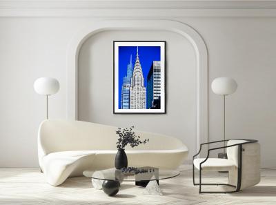 Mitchell Funk Chrysler Building In Cool Blue Grey and Silver Palette