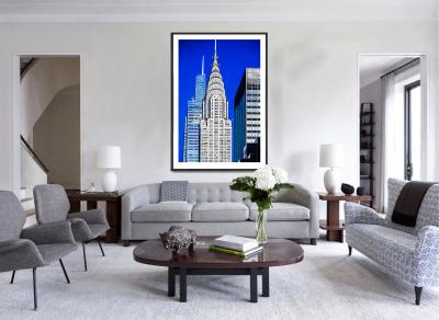 Mitchell Funk Chrysler Building In Cool Blue Grey and Silver Palette