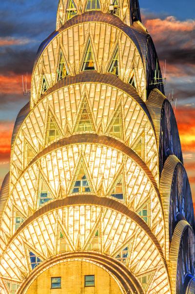 Mitchell Funk Chrysler Building Jewel Like Art Deco Gold Crown