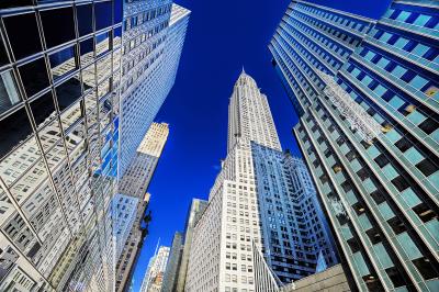 Mitchell Funk Chrysler Building Looking Up on a Sharp Pristine New York City Day
