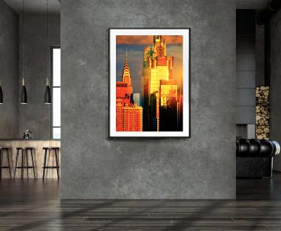 Mitchell Funk Chrysler Building Spire Glowing in Gold Light Manhattan Skyline
