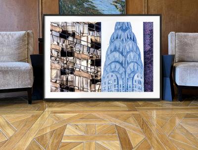 Mitchell Funk Chrysler Building Spire With Abstract Architectural Patterns