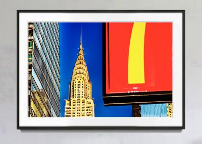 Mitchell Funk Chrysler Building Spire and McDonalds Graphic Red Sign 
