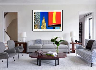 Mitchell Funk Chrysler Building Spire and McDonalds Graphic Red Sign 