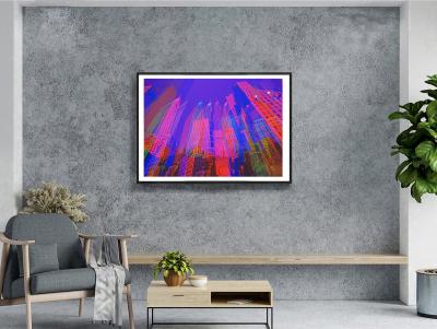 Mitchell Funk Chrysler Building in Multiple Exposure of Blue and Magenta