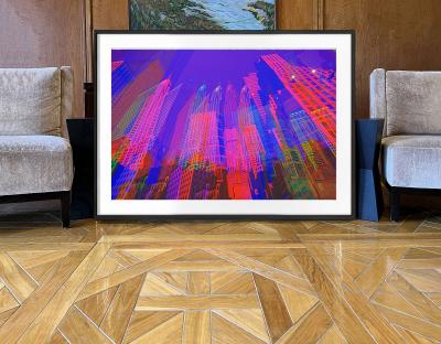 Mitchell Funk Chrysler Building in Multiple Exposure of Blue and Magenta