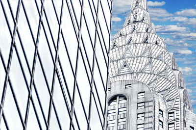 Mitchell Funk Chrysler Building in Silver and Gray Tones Abstract Spacial Relationships