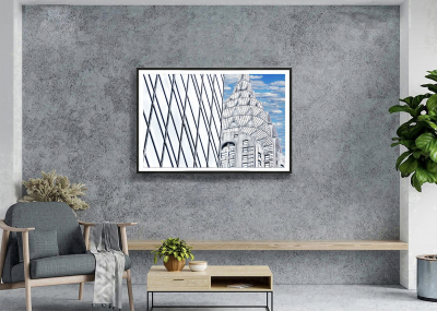 Mitchell Funk Chrysler Building in Silver and Gray Tones Abstract Spacial Relationships