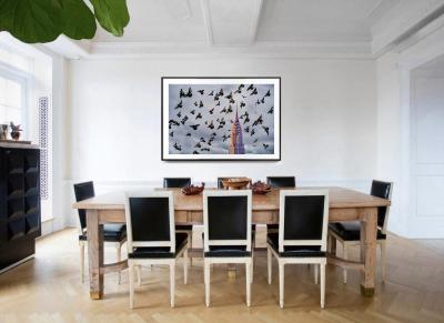 Mitchell Funk Chrysler Building with Flock of Birds Thrusting to the Sky Hahnemuhle Print