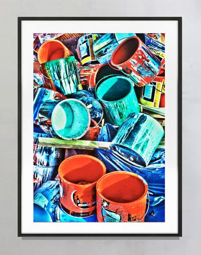 Mitchell Funk Colorful Paint Cans in Red Orange Blue and Turquoise
