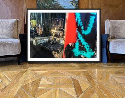 Mitchell Funk Crucifixion of Jesus Christ with Divine Light in Store Window