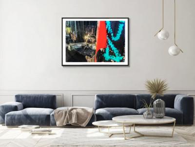 Mitchell Funk Crucifixion of Jesus Christ with Divine Light in Store Window