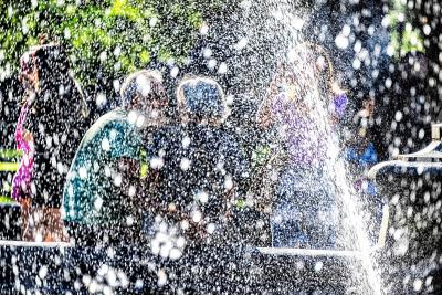 Mitchell Funk Dancing Waters The Fountain in Washington Square Park Monochromatic