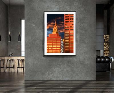 Mitchell Funk Early Morning Light Turns Chrysler Building Orange