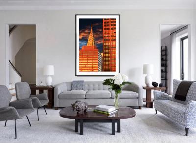 Mitchell Funk Early Morning Light Turns Chrysler Building Orange