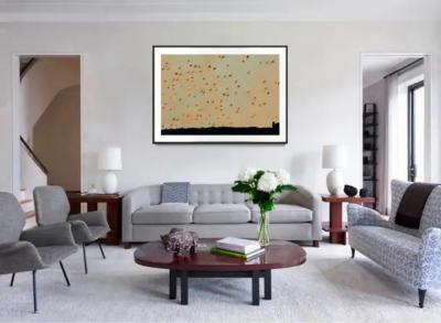 Mitchell Funk East Hampton Sky with Flock of Birds at Golden Sunset Abstract Photography