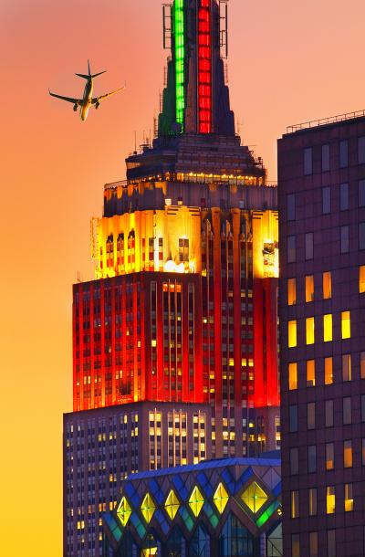 Mitchell Funk Empire State Building Spire at Idyllic Sunset Orange