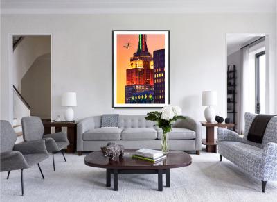 Mitchell Funk Empire State Building Spire at Idyllic Sunset Orange