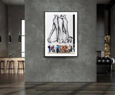 Mitchell Funk Fashion Models Nude Legs Fifth Avenue Billboard with Pedestrians