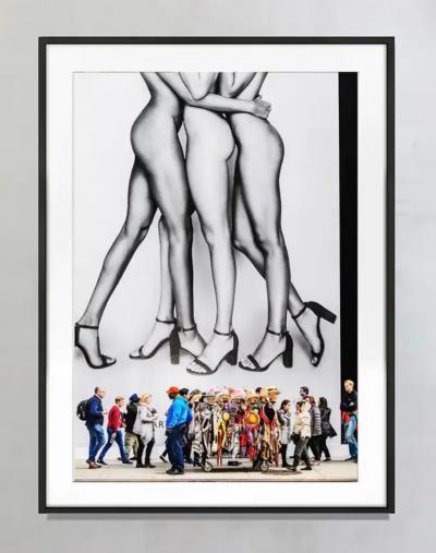 Mitchell Funk Fashion Models Nude Legs Fifth Avenue Billboard with Pedestrians