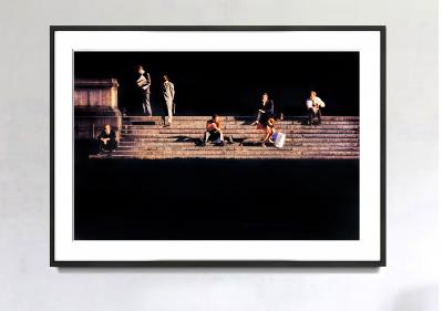 Mitchell Funk Figures on the Steps of Bryant Park with Caravaggio Light