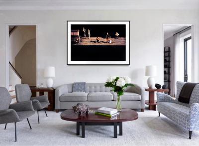 Mitchell Funk Figures on the Steps of Bryant Park with Caravaggio Light