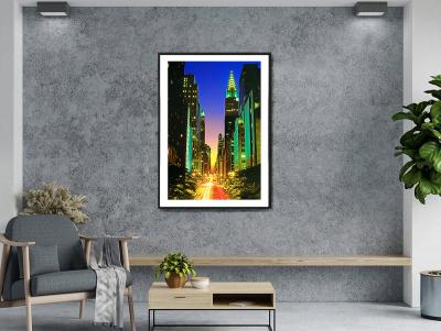 Mitchell Funk Glowing Chrysler Building and 42nd Street at Manhattanhenge