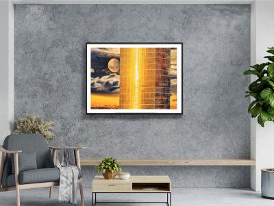 Mitchell Funk Golden Light Reflections off a New York City Skyscraper with Moon