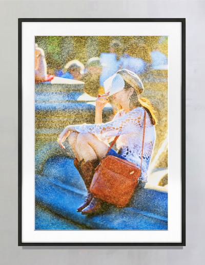 Mitchell Funk Golden Mist at the Fountain Impressionist Girl Relaxing like Georges Seurat