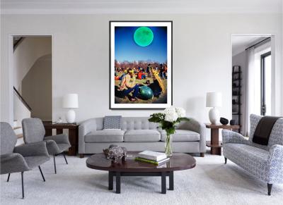 Mitchell Funk Hippies in Central Park with Oversized Psychedelic Moon