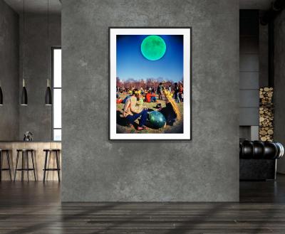 Mitchell Funk Hippies in Central Park with Oversized Psychedelic Moon