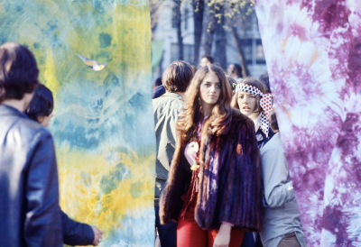 Mitchell Funk Hippies in Psychedelic Curtin Washington Square Park Manhattan 1969