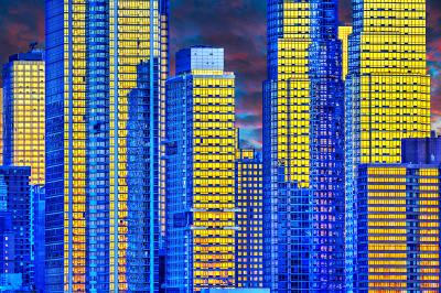 Mitchell Funk Manhattan Gold and Blue Reflections