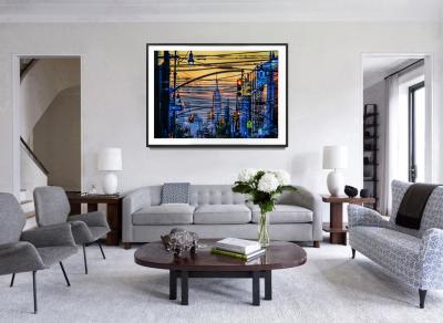 Mitchell Funk Manhattan Mid Town Skyline Seen from Brooklyn Fine Art Print