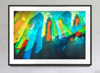 Mitchell Funk Multiple Exposure of the Chrysler Building in Bright Colors