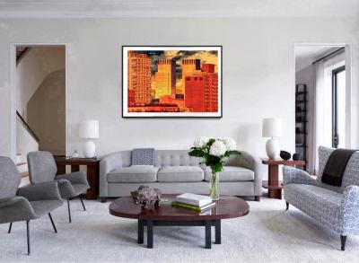 Mitchell Funk New York Skyline from Central Park in Deep Gold and Orange